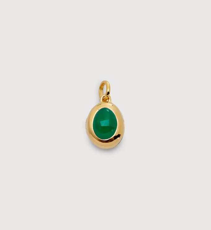 Gold Vermeil May Birthstone Locket - Green Onyx - Monica Vinader