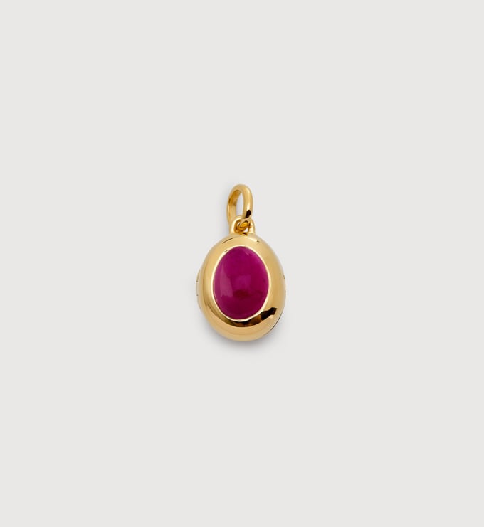Gold Vermeil July Birthstone Locket - Pink Quartz - Monica Vinader