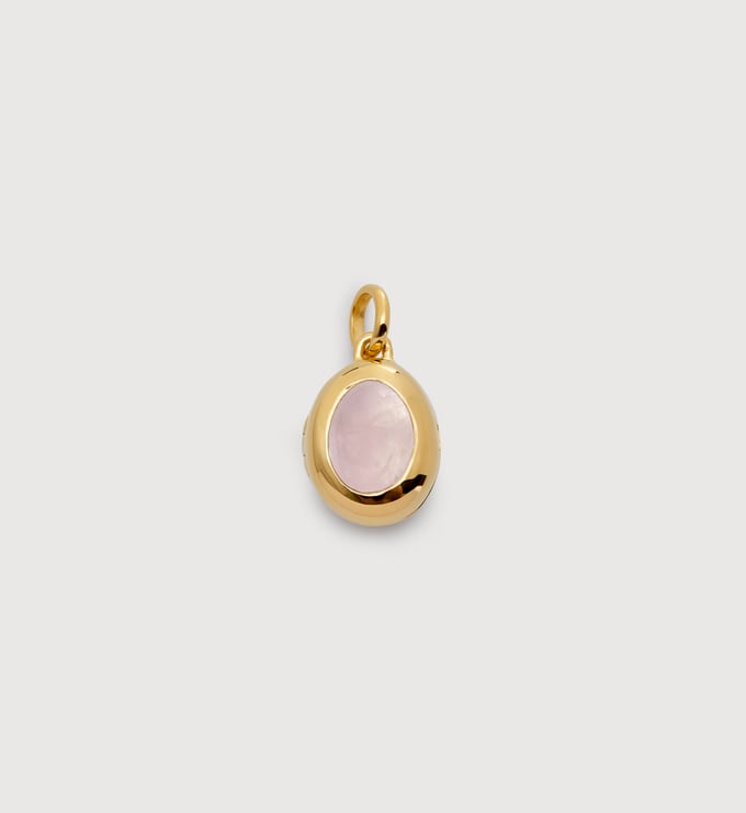 Gold Vermeil October Birthstone Locket - Rose Quartz - Monica Vinader