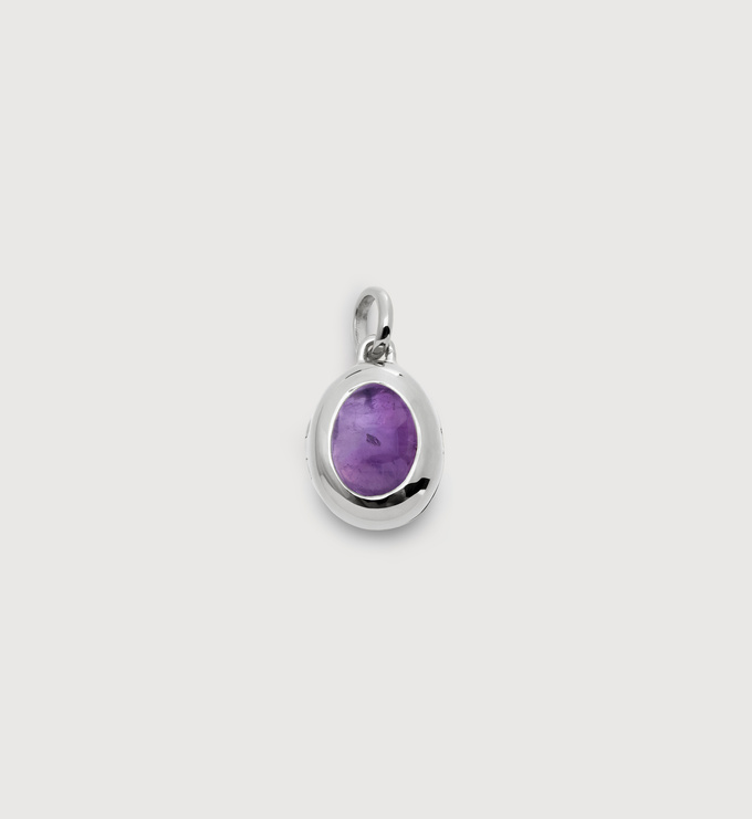 Sterling Silver February Birthstone Locket - Amethyst - Monica Vinader