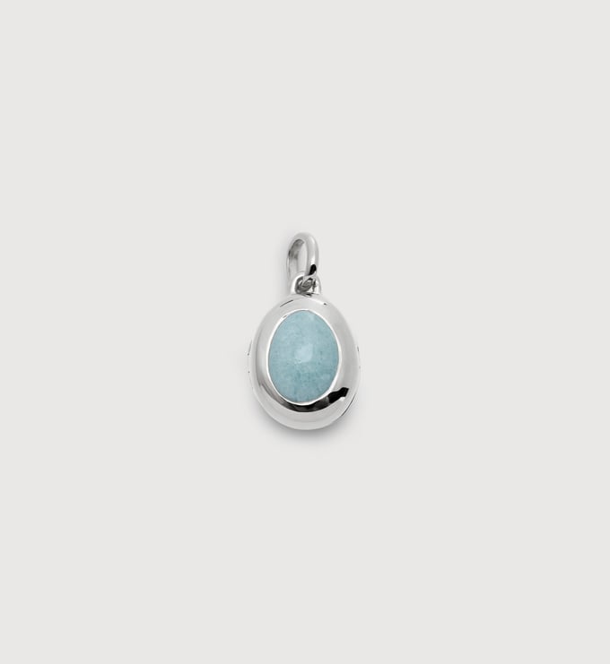 Sterling Silver March Birthstone Locket - Aquamarine - Monica Vinader