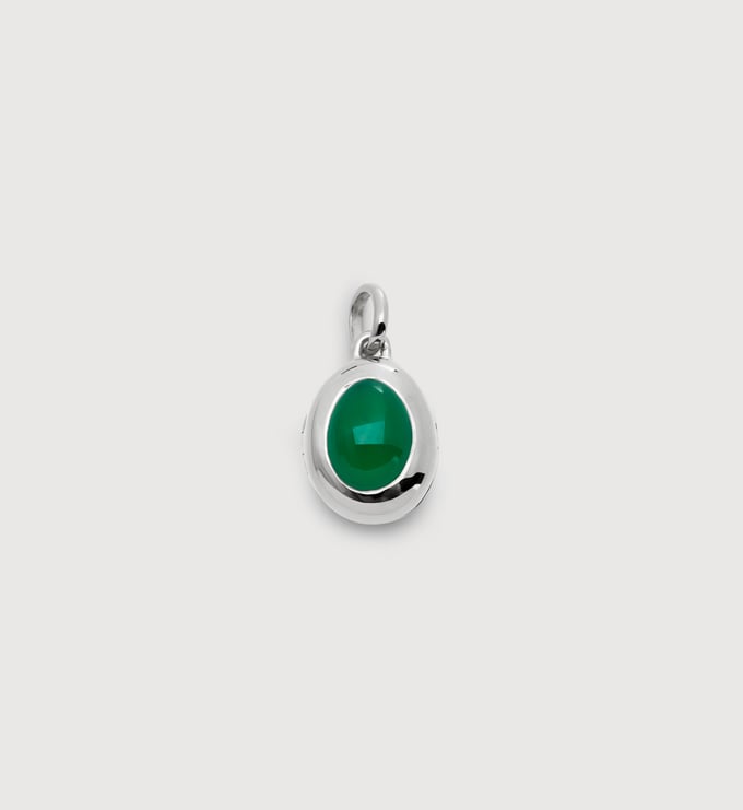 Sterling Silver May Birthstone Locket - Green Onyx - Monica Vinader