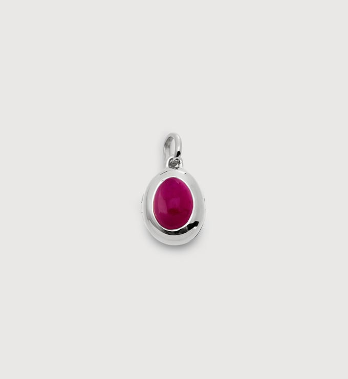 Sterling Silver July Birthstone Locket - Pink Quartz - Monica Vinader