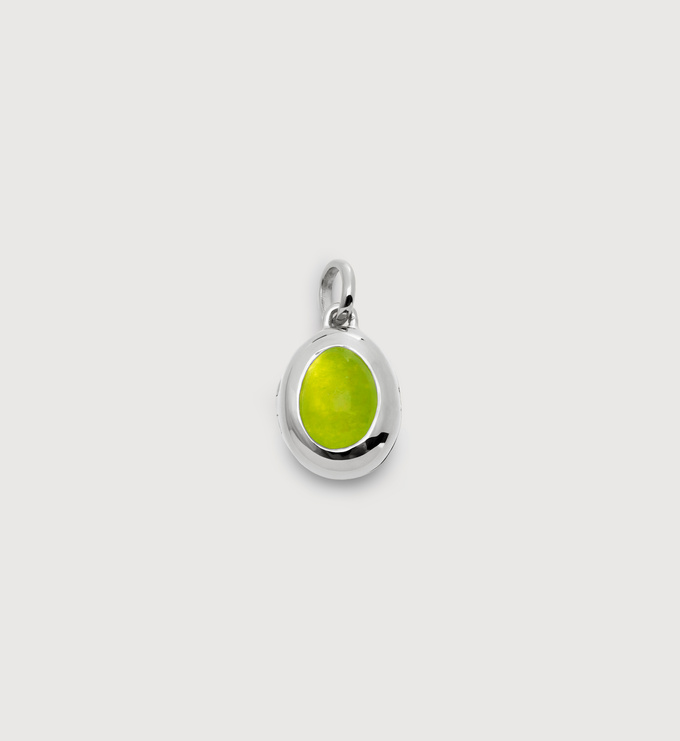 Sterling Silver August Birthstone Locket - Peridot Quartz - Monica Vinader