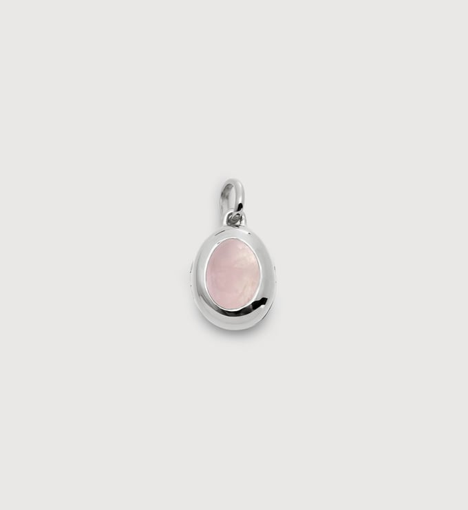 Sterling Silver October Birthstone Locket - Rose Quartz - Monica Vinader