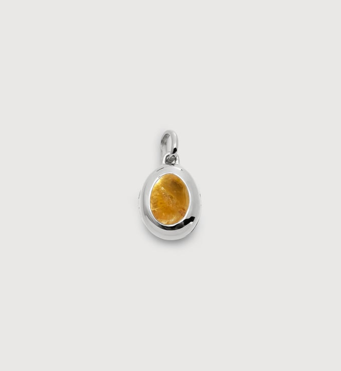Sterling Silver November Birthstone Locket - Citrine - Monica Vinader