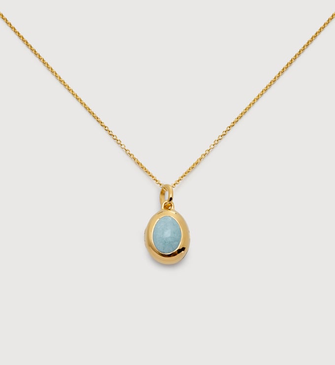 March Birthstone Locket Necklace - Monica Vinader