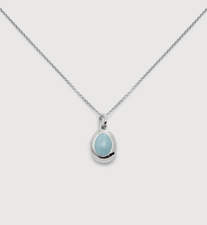 March Birthstone Locket Necklace - Monica Vinader