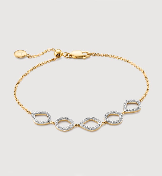 Gold Vermeil Riva Mini Cluster Diamond Bracelet - Diamond - Monica Vinader