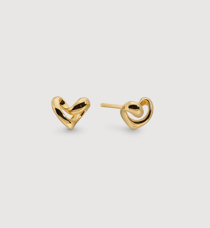 Gold Vermeil Infinity Heart Small Stud Earrings - Monica Vinader