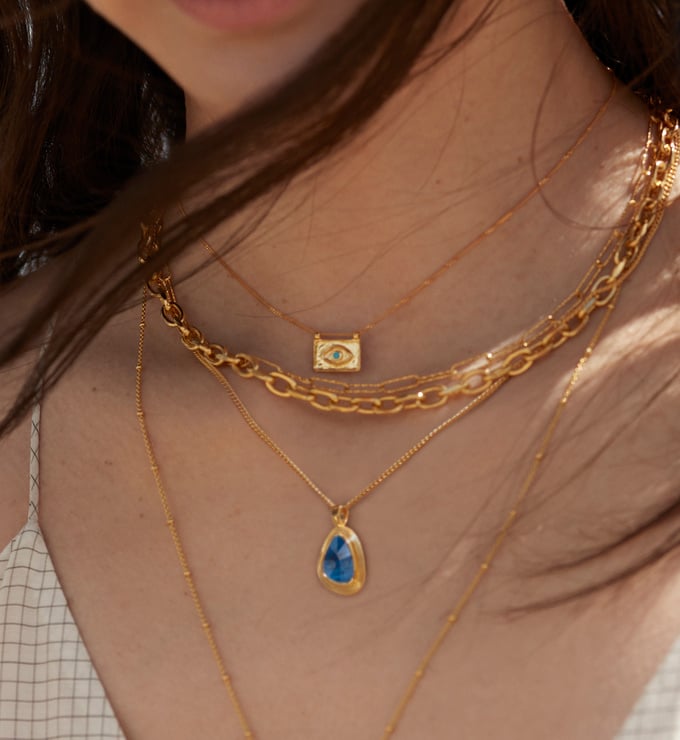 Gold Vermeil Amulet Necklace - Kyanite - Monica Vinader