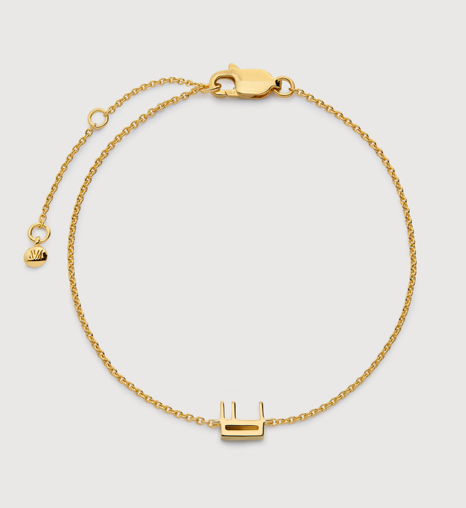 Gold Vermeil Initial E Chain Bracelet - Monica Vinader