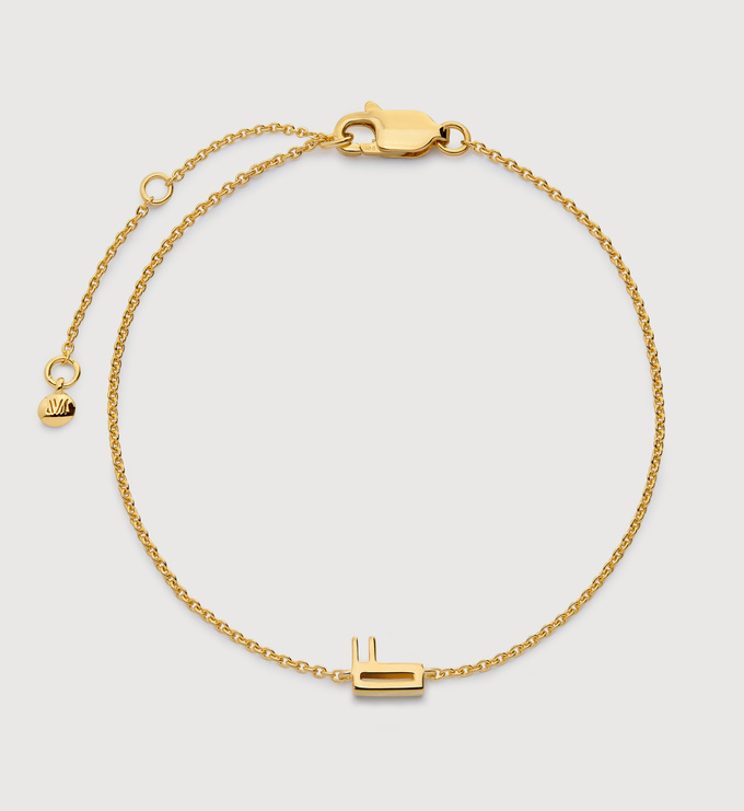 Gold Vermeil Initial F Chain Bracelet - Monica Vinader