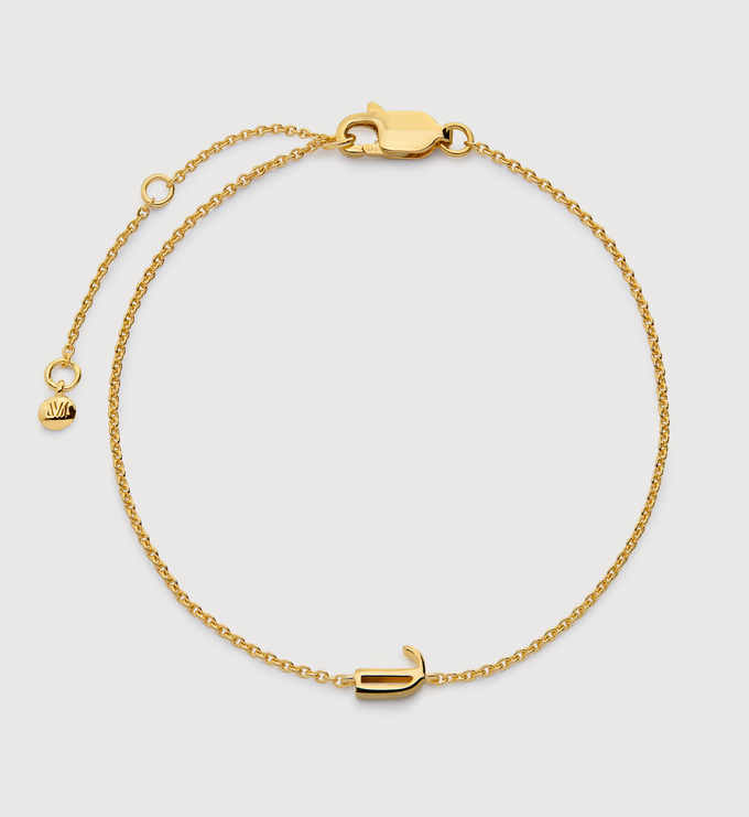 Gold Vermeil Initial J Chain Bracelet - Monica Vinader