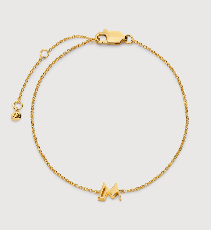 Gold Vermeil Initial M Chain Bracelet - Monica Vinader