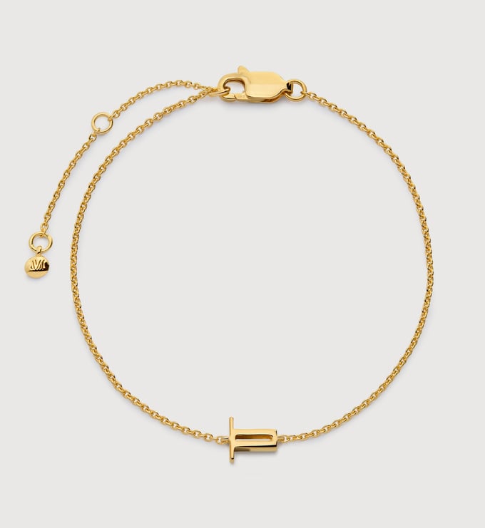 Gold Vermeil Initial T Chain Bracelet - Monica Vinader