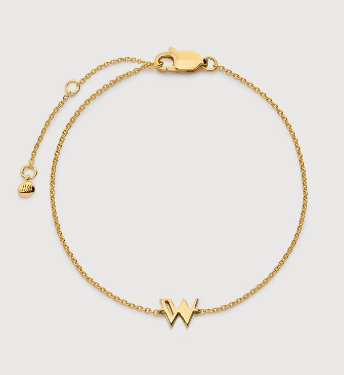 Gold Vermeil Initial W Chain Bracelet - Monica Vinader