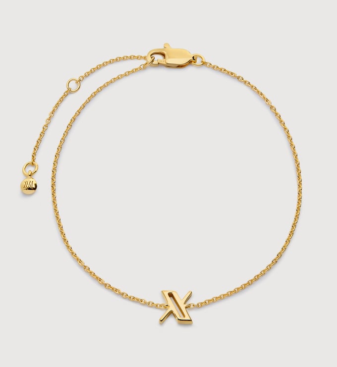 Gold Vermeil Initial X Chain Bracelet - Monica Vinader