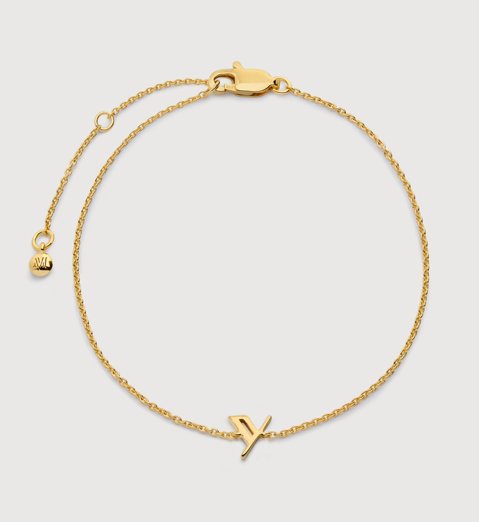 Gold Vermeil Initial Y Chain Bracelet - Monica Vinader