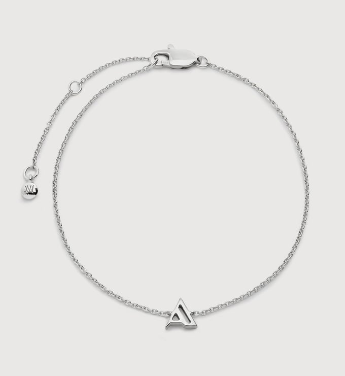 Sterling Silver Initial A Chain Bracelet - Monica Vinader