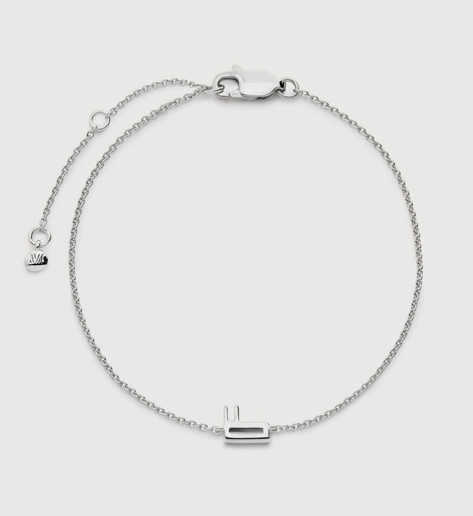 Sterling Silver Initial F Chain Bracelet - Monica Vinader