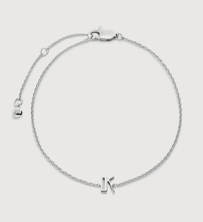 Sterling Silver Initial K Chain Bracelet - Monica Vinader