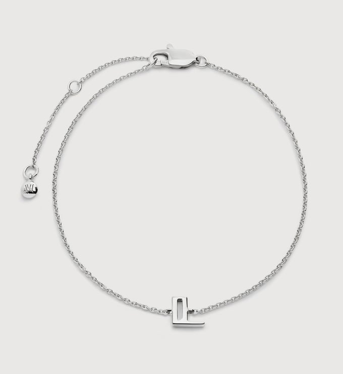 Sterling Silver Initial L Chain Bracelet - Monica Vinader