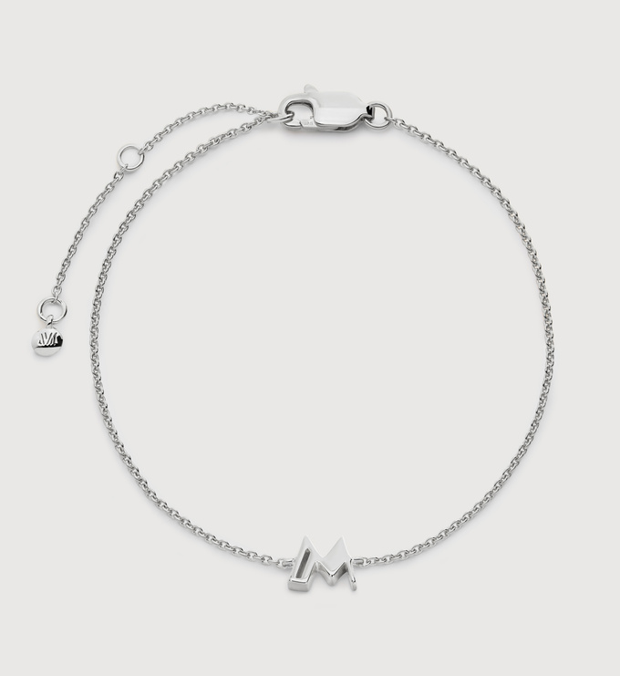Sterling Silver Initial M Chain Bracelet - Monica Vinader