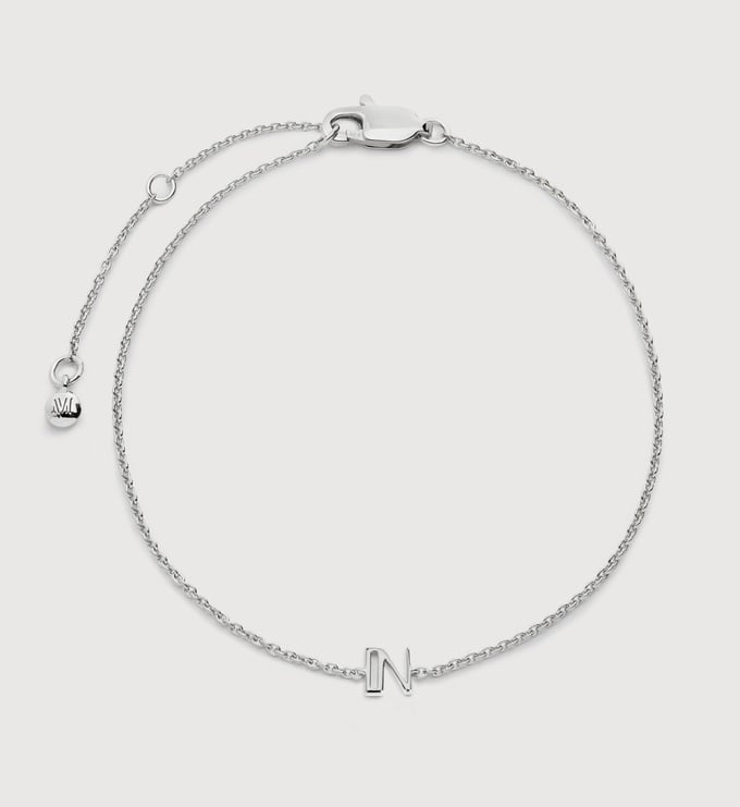 Sterling Silver Initial N Chain Bracelet - Monica Vinader