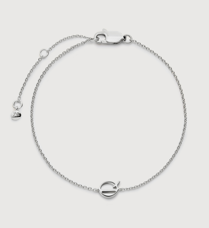 Sterling Silver Initial Q Chain Bracelet - Monica Vinader
