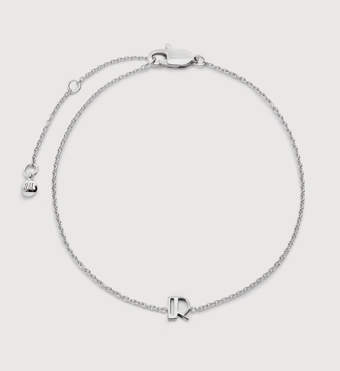 Sterling Silver Initial R Chain Bracelet - Monica Vinader