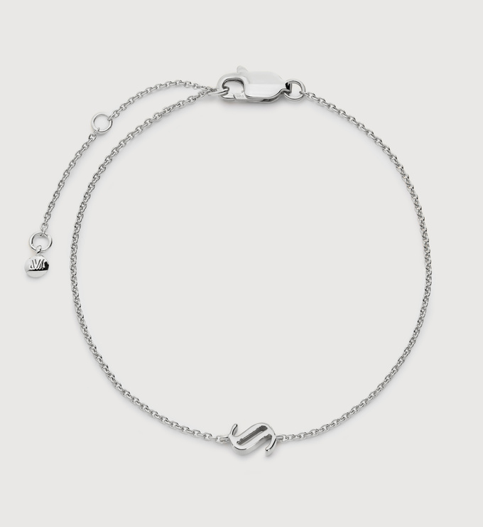 Sterling Silver Initial S Chain Bracelet - Monica Vinader