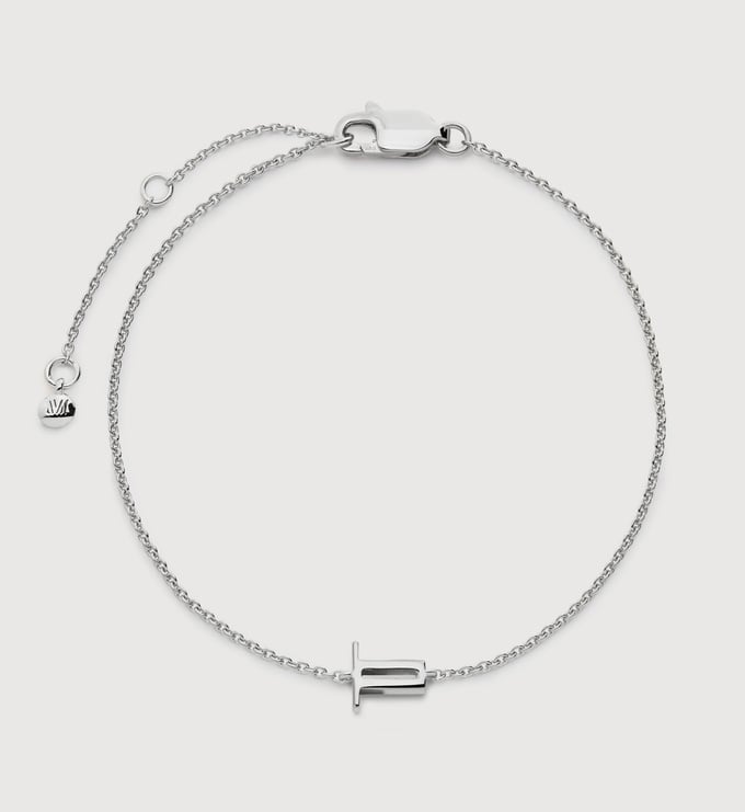 Sterling Silver Initial T Chain Bracelet - Monica Vinader