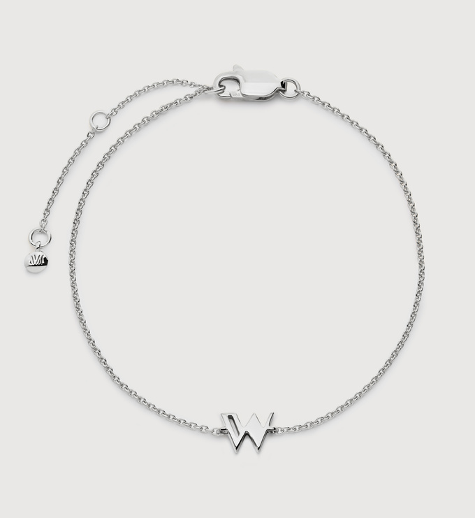 Sterling Silver Initial W Chain Bracelet - Monica Vinader