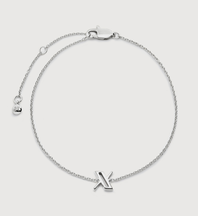 Sterling Silver Initial X Chain Bracelet - Monica Vinader