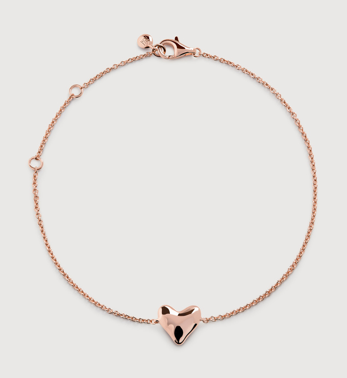 Rose Gold Vermeil Heart Chain Bracelet - Monica Vinader