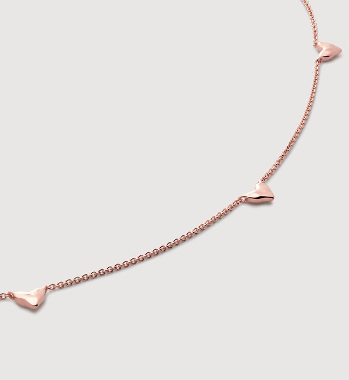 Rose Gold Vermeil Heart Station Chain Necklace - Monica Vinader