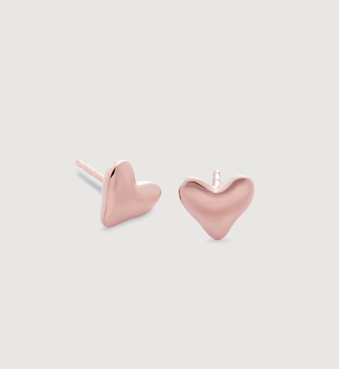 Rose Gold Vermeil Heart Stud Earrings - Monica Vinader