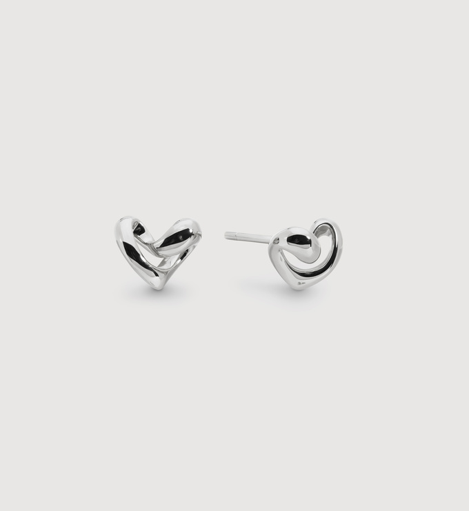 Sterling Silver Infinity Heart Small Stud Earrings - Monica Vinader