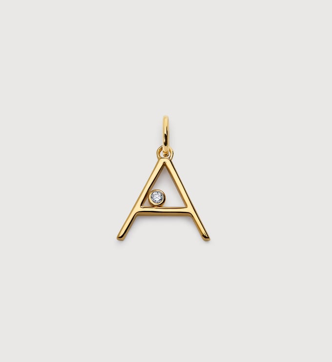 Gold Vermeil Solitaire Diamond Initial A Pendant - Lab Grown Diamond - Monica Vinader