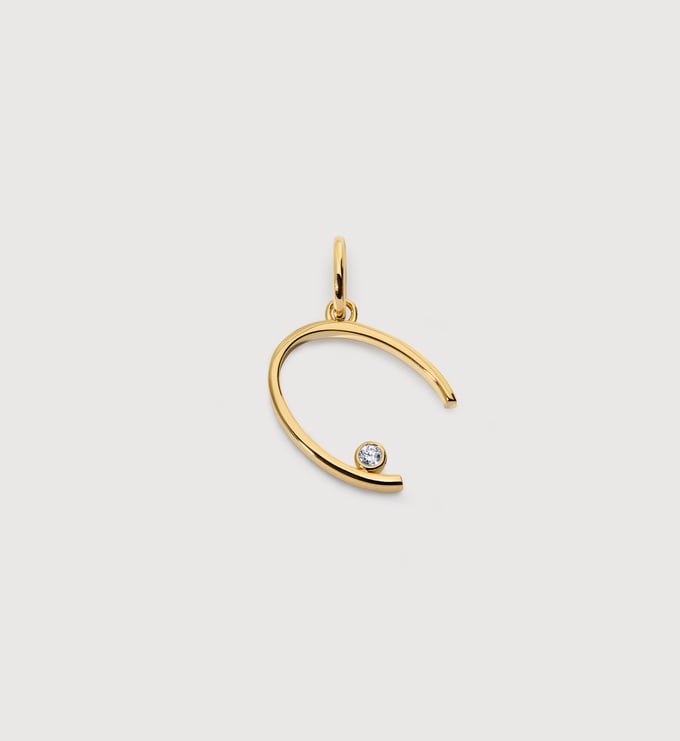 Gold Vermeil Solitaire Diamond Initial C Pendant - Lab Grown Diamond - Monica Vinader