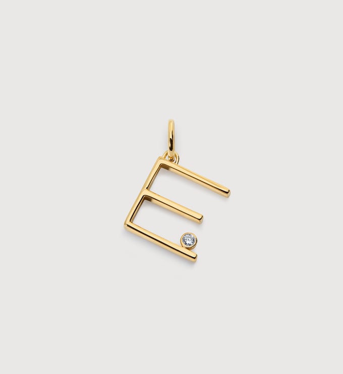 Gold Vermeil Solitaire Diamond Initial E Pendant - Lab Grown Diamond - Monica Vinader