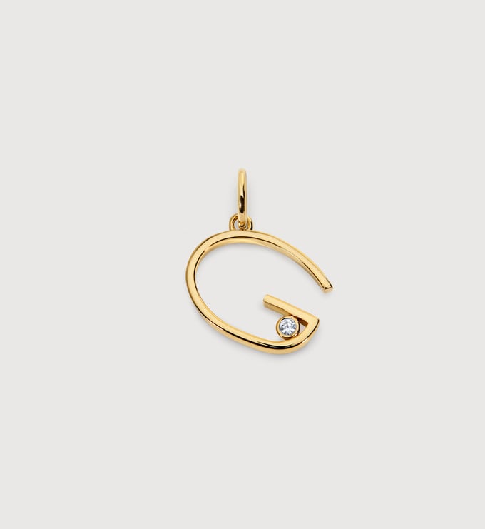 Gold Vermeil Solitaire Diamond Initial G Pendant - Lab Grown Diamond - Monica Vinader