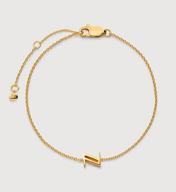 Gold Vermeil Initial Z Chain Bracelet - Monica Vinader