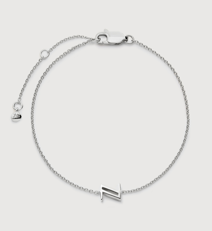 Sterling Silver Initial Z Chain Bracelet - Monica Vinader