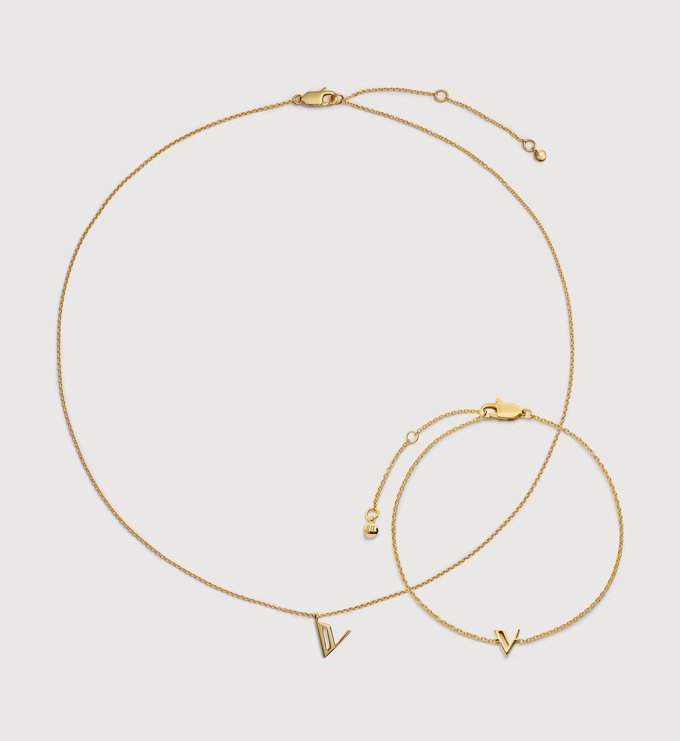 Initial V Chain Bracelet & Necklace Set - Monica Vinader