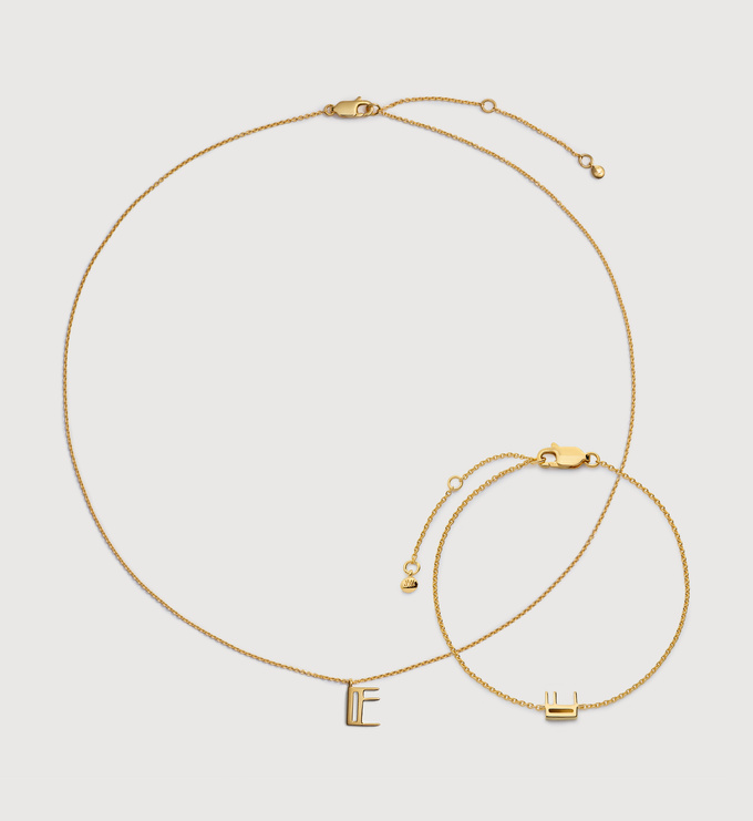Initial E Chain Bracelet & Necklace Set - Monica Vinader