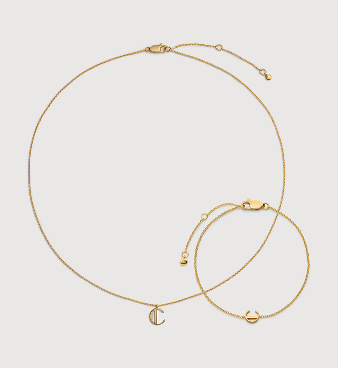 Initial C Chain Bracelet & Necklace Set - Monica Vinader