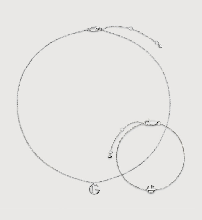 Sterling Silver Initial G Chain Bracelet & Necklace Set - Monica Vinader