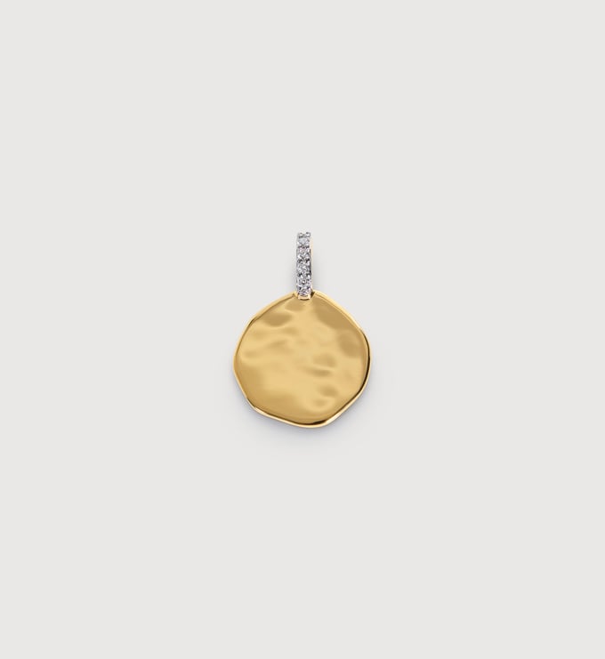 Gold Vermeil Diamond Coin Pendant - Lab Grown Diamond - Monica Vinader